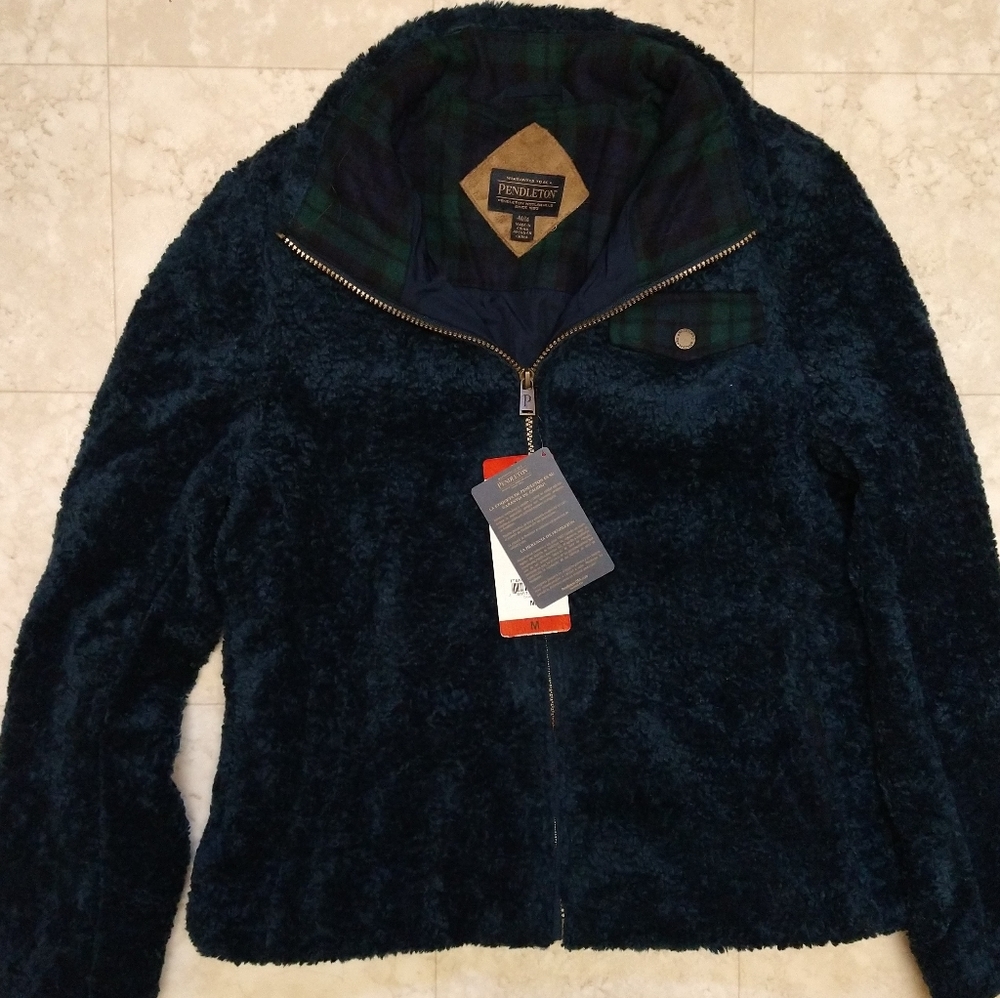 Pendleton blue fleece zip up sweater